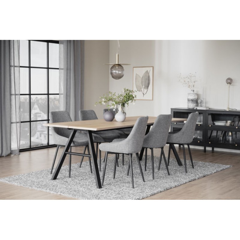 RO Brigham Extending Dining Table Whitewash/Black